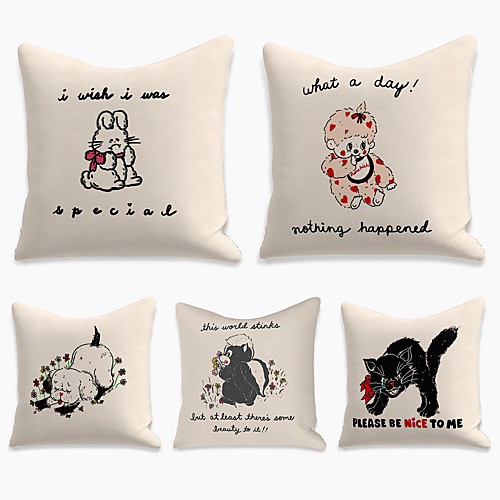 5 pcs Linen Pillow Cover, Cartoon Square Zipper Polyester Traditional Classic
5 pcs Linen Pillow Cover, Cartoon Square Zipper Polyester Traditional Classic