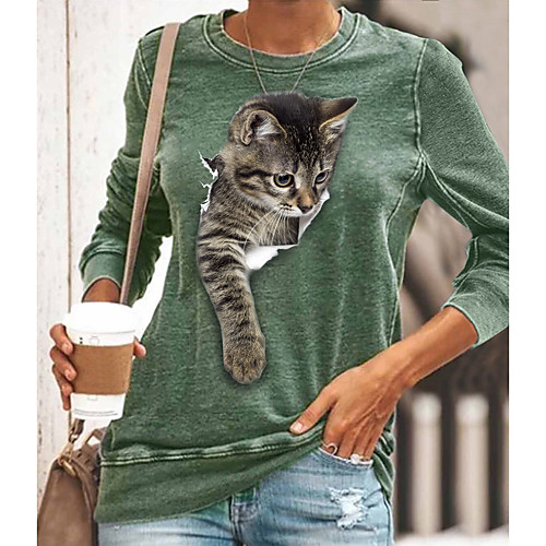 Women's T shirt Graphic Animal Long Sleeve Round Neck Tops Basic Basic Top Black Blue Yellow
Women's T shirt Graphic Animal Long Sleeve Round Neck Tops Basic Basic Top Black Blue Yellow