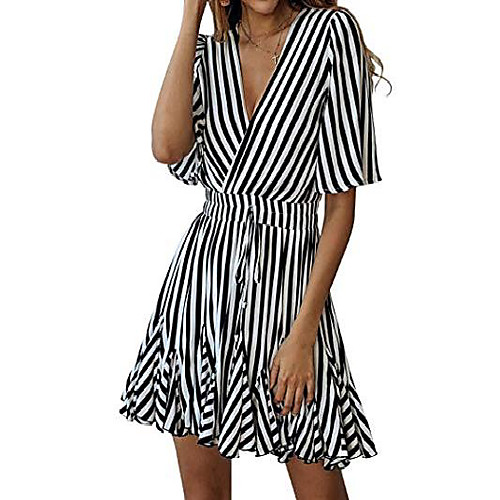 womens bohemian floral summer dress - casual v-neck swing ruffle beach wrap mini dress with belt (black,m)
womens bohemian floral summer dress - casual v-neck swing ruffle beach wrap mini dress with belt (black,m)