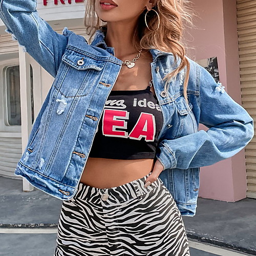 Women's Solid Colored Spring & Summer Denim Jacket Short Daily Long Sleeve Cotton Coat Tops Blue
Women's Solid Colored Spring & Summer Denim Jacket Short Daily Long Sleeve Cotton Coat Tops Blue