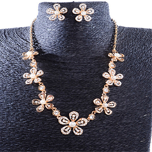 

Women's Pearl Jewelry Set Geometrical Flower Stylish Gold Plated Earrings Jewelry Rose Gold For Anniversary Party Evening Prom Festival 1 set