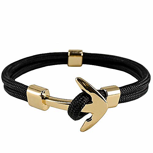 

Anchor Bracelet Paracord Nautical Handmade Nylon Black Gold Silver Plated Dorsal Sailor Rope for Men and Women