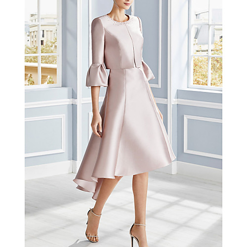 A-Line Mother of the Bride Dress Elegant Jewel Neck Knee Length Satin Short Sleeve with Sash / Ribbon 2021
A-Line Mother of the Bride Dress Elegant Jewel Neck Knee Length Satin Short Sleeve with Sash / Ribbon 2021