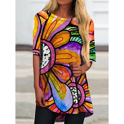 Women's T Shirt Dress Tee Dress Short Mini Dress Orange Half Sleeve Floral Color Block Print Spring Summer Round Neck Casual 2021 S M L XL XXL 3XL
Women's T Shirt Dress Tee Dress Short Mini Dress Orange Half Sleeve Floral Color Block Print Spring Summer Round Neck Casual 2021 S M L XL XXL 3XL
