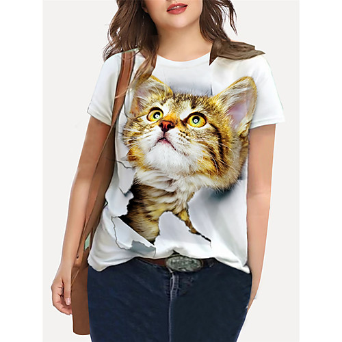 Women's Plus Size Print Cat Graphic Animal T shirt Large Size Crewneck Short Sleeve Basic Tops XL XXL 3XL White Big Size
Women's Plus Size Print Cat Graphic Animal T shirt Large Size Crewneck Short Sleeve Basic Tops XL XXL 3XL White Big Size