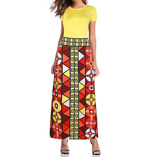 Women's Sheath Dress Maxi long Dress Yellow Short Sleeve Geometric Print Spring Summer Round Neck Elegant 2021 S M L XL XXL
Women's Sheath Dress Maxi long Dress Yellow Short Sleeve Geometric Print Spring Summer Round Neck Elegant 2021 S M L XL XXL