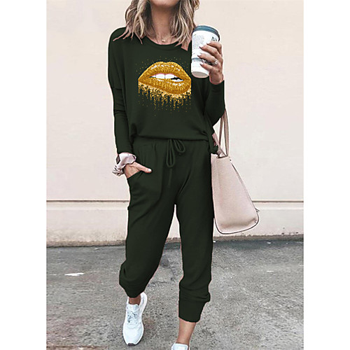 Women Basic Streetwear Print Vacation Casual / Daily Two Piece Set Tracksuit T shirt Pant Loungewear Drawstring Print Tops
Women Basic Streetwear Print Vacation Casual / Daily Two Piece Set Tracksuit T shirt Pant Loungewear Drawstring Print Tops