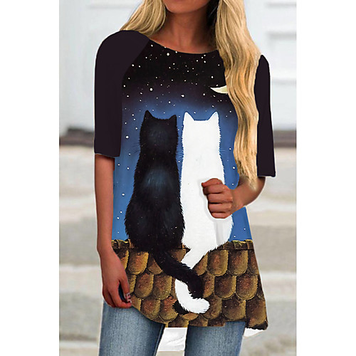 Women's T Shirt Dress Tee Dress Short Mini Dress Black Blue Half Sleeve Cat Animal Print Spring Summer Round Neck Casual 2021 S M L XL XXL 3XL
Women's T Shirt Dress Tee Dress Short Mini Dress Black Blue Half Sleeve Cat Animal Print Spring Summer Round Neck Casual 2021 S M L XL XXL 3XL