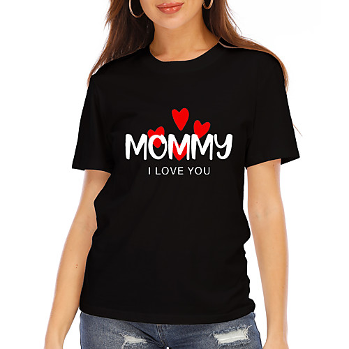 Women's T shirt Heart Text Print Round Neck Tops 100% Cotton Basic Basic Top White Black
Women's T shirt Heart Text Print Round Neck Tops 100% Cotton Basic Basic Top White Black