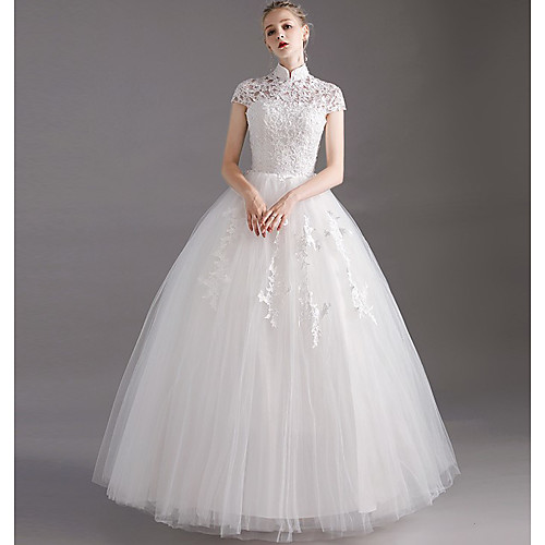 Princess Ball Gown Wedding Dresses High Neck Floor Length Lace Tulle Short Sleeve Formal Romantic with Appliques 2021
Princess Ball Gown Wedding Dresses High Neck Floor Length Lace Tulle Short Sleeve Formal Romantic with Appliques 2021