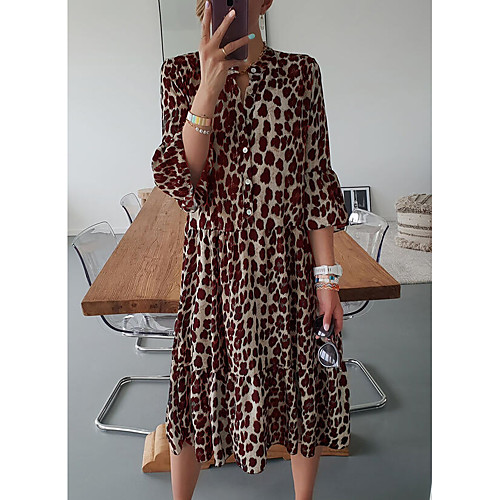 Women's Sundress Midi Dress Blue Wine Brown 3/4 Length Sleeve Print Color Block Print Fall Spring Round Neck Casual 2021 S M L XL XXL
Women's Sundress Midi Dress Blue Wine Brown 3/4 Length Sleeve Print Color Block Print Fall Spring Round Neck Casual 2021 S M L XL XXL