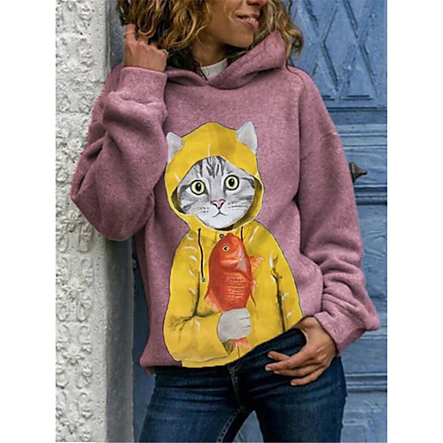 Women's Pullover Hoodie Sweatshirt Cat Graphic Prints Print Daily Going out Other Prints Casual Streetwear Hoodies Sweatshirts Blushing Pink Green Gray
Women's Pullover Hoodie Sweatshirt Cat Graphic Prints Print Daily Going out Other Prints Casual Streetwear Hoodies Sweatshirts Blushing Pink Green Gray