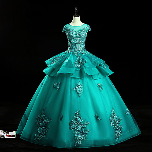 Princess Ball Gown Wedding Dresses Jewel Neck Floor Length Lace Tulle Short Sleeve Formal Romantic Luxurious with Ruffles Appliques 2021
Princess Ball Gown Wedding Dresses Jewel Neck Floor Length Lace Tulle Short Sleeve Formal Romantic Luxurious with Ruffles Appliques 2021
