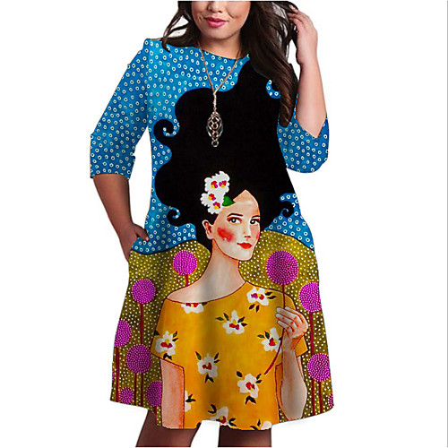 Women's Plus Size Dresses Shift Dress Knee Length Dress 3/4 Length Sleeve Graphic Color Block Print Casual Fall Blue XL XXL 3XL 4XL 5XL / Holiday
Women's Plus Size Dresses Shift Dress Knee Length Dress 3/4 Length Sleeve Graphic Color Block Print Casual Fall Blue XL XXL 3XL 4XL 5XL / Holiday