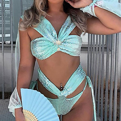 Women's Bikini Tankini Swimsuit Lace up Glitter Bow Animal Green Swimwear Padded V Wire Bathing Suits Fashion Sexy
Women's Bikini Tankini Swimsuit Lace up Glitter Bow Animal Green Swimwear Padded V Wire Bathing Suits Fashion Sexy
