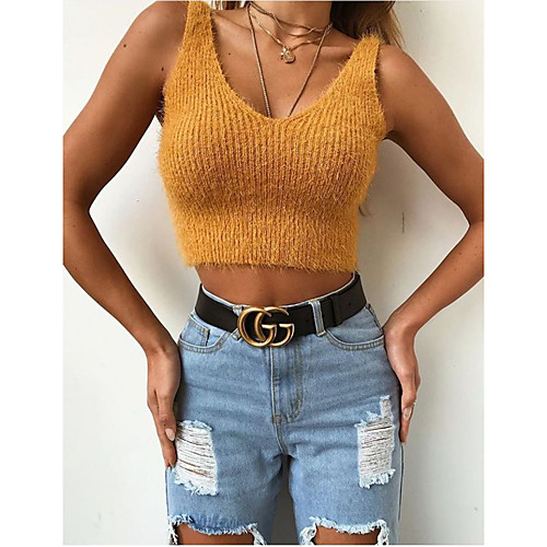 Women's Stylish Disco Open Back Knitted Solid Color Vest Sleeveless Sweater Cardigans V Neck Spring Summer Black Yellow Wine
Women's Stylish Disco Open Back Knitted Solid Color Vest Sleeveless Sweater Cardigans V Neck Spring Summer Black Yellow Wine