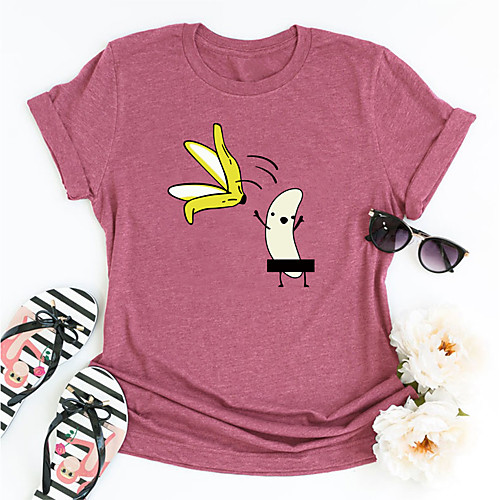 Women's T shirt Graphic Fruit Print Round Neck Tops Basic Basic Top Black Blue Blushing Pink
Women's T shirt Graphic Fruit Print Round Neck Tops Basic Basic Top Black Blue Blushing Pink