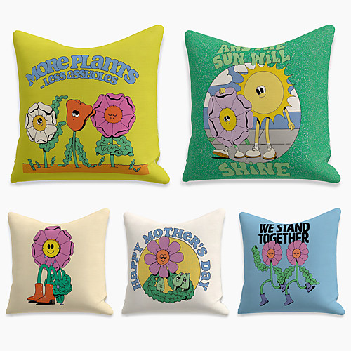 5 pcs Linen Pillow Cover, Cartoon Square Zipper Polyester Traditional Classic
5 pcs Linen Pillow Cover, Cartoon Square Zipper Polyester Traditional Classic