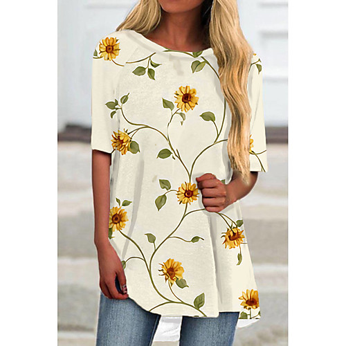 Women's T Shirt Dress Tee Dress Short Mini Dress White Beige Half Sleeve Floral Color Block Print Spring Summer Round Neck Casual 2021 S M L XL XXL 3XL
Women's T Shirt Dress Tee Dress Short Mini Dress White Beige Half Sleeve Floral Color Block Print Spring Summer Round Neck Casual 2021 S M L XL XXL 3XL