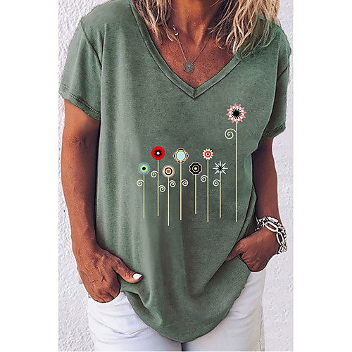Women's T shirt Graphic Floral Print V Neck Tops Basic Basic Top Black Green Gray
Women's T shirt Graphic Floral Print V Neck Tops Basic Basic Top Black Green Gray