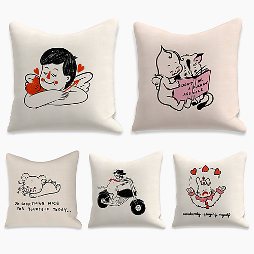 5 pcs Linen Pillow Cover, Cartoon Square Zipper Polyester Traditional Classic
5 pcs Linen Pillow Cover, Cartoon Square Zipper Polyester Traditional Classic