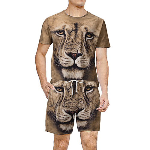 Men's T-shirt Suits 3D Print Animal 2pcs Print Short Sleeve Casual Tops Casual Sports Brown
Men's T-shirt Suits 3D Print Animal 2pcs Print Short Sleeve Casual Tops Casual Sports Brown