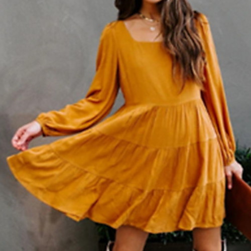 Women's A Line Dress Knee Length Dress Orange Long Sleeve Solid Color Ruched Patchwork Fall Summer Square Neck Elegant Casual 2021 S M L XL XXL 3XL
Women's A Line Dress Knee Length Dress Orange Long Sleeve Solid Color Ruched Patchwork Fall Summer Square Neck Elegant Casual 2021 S M L XL XXL 3XL