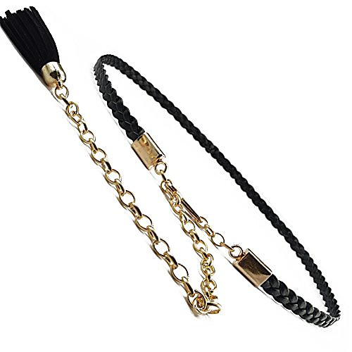 moyoto women's stylish braided waist chain belt thin leather belts for dress with tassels (black)
moyoto women's stylish braided waist chain belt thin leather belts for dress with tassels (black)