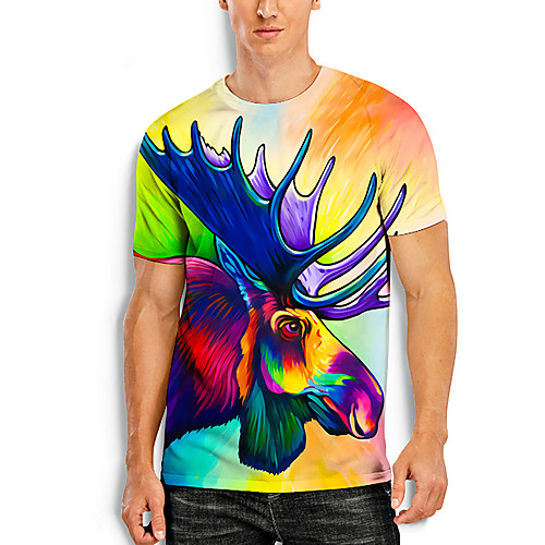 Men's Tees T shirt 3D Print Graphic Prints Elk Animal Print Short Sleeve Daily Tops Basic Casual Rainbow
Men's Tees T shirt 3D Print Graphic Prints Elk Animal Print Short Sleeve Daily Tops Basic Casual Rainbow