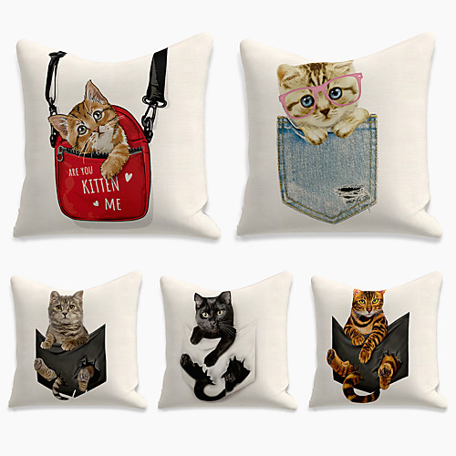 Cushion Cover 5PCS Linen Soft Decorative Square Throw Pillow Cover Cushion Case Pillowcase for Sofa Bedroom Superior Quality Mashine Washable Cat
Cushion Cover 5PCS Linen Soft Decorative Square Throw Pillow Cover Cushion Case Pillowcase for Sofa Bedroom Superior Quality Mashine Washable Cat