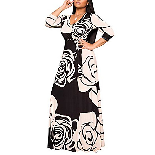 Women's Sexy V-Neck Floral Flowy Dresses Long Sleeves Wrap Maxi Club Vintage Dress Black
Women's Sexy V-Neck Floral Flowy Dresses Long Sleeves Wrap Maxi Club Vintage Dress Black