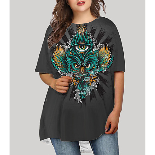 Women's Plus Size Graphic Tribal Animal Print Basic Half Sleeve Fall Short Mini Dress T Shirt Dress Tee Dress Gray
Women's Plus Size Graphic Tribal Animal Print Basic Half Sleeve Fall Short Mini Dress T Shirt Dress Tee Dress Gray