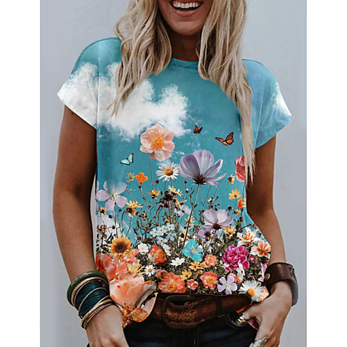 Women's T shirt Graphic Butterfly Floral Print Round Neck Tops Basic Basic Top Blue Yellow Green
Women's T shirt Graphic Butterfly Floral Print Round Neck Tops Basic Basic Top Blue Yellow Green