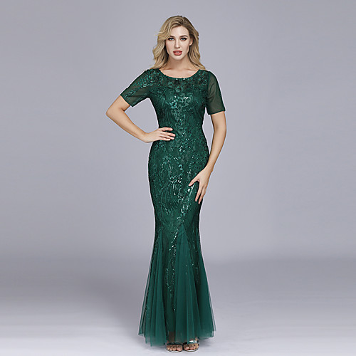 Mermaid / Trumpet Empire Elegant Party Wear Formal Evening Dress Jewel Neck Short Sleeve Floor Length Tulle with Embroidery 2021
Mermaid / Trumpet Empire Elegant Party Wear Formal Evening Dress Jewel Neck Short Sleeve Floor Length Tulle with Embroidery 2021