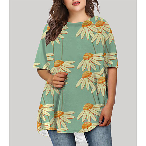 Women's Plus Size Graphic Color Block Floral Print Casual Half Sleeve Fall Short Mini Dress T Shirt Dress Tee Dress Green
Women's Plus Size Graphic Color Block Floral Print Casual Half Sleeve Fall Short Mini Dress T Shirt Dress Tee Dress Green