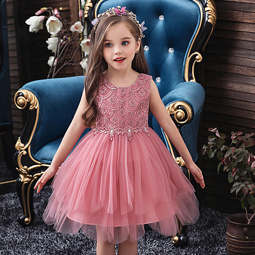 Princess / Ball Gown Knee Length Wedding / Party Flower Girl Dresses - Tulle Sleeveless Jewel Neck with Bow(s) / Beading / Solid
Princess / Ball Gown Knee Length Wedding / Party Flower Girl Dresses - Tulle Sleeveless Jewel Neck with Bow(s) / Beading / Solid