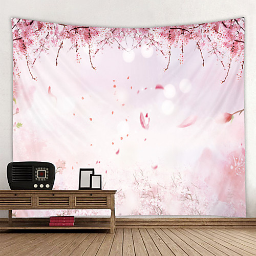 

Tapestry Wall Hanging Art Deco Blanket Curtain Hanging Bedroom Living Room Hills Lake Scenery Cherry Flower