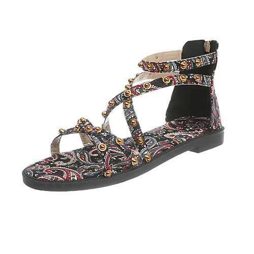 Women's Sandals Boho Bohemia Beach Roman Shoes Gladiator Sandals Flat Heel Round Toe Flat Sandals Roman Shoes Daily Walking Shoes PU Rivet Floral Black khaki
Women's Sandals Boho Bohemia Beach Roman Shoes Gladiator Sandals Flat Heel Round Toe Flat Sandals Roman Shoes Daily Walking Shoes PU Rivet Floral Black khaki