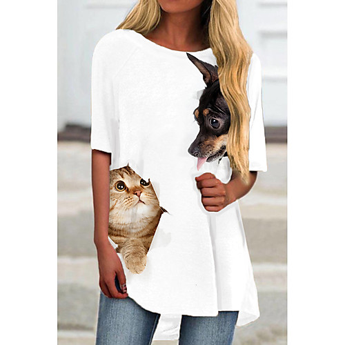 Women's T Shirt Dress Tee Dress Short Mini Dress White Light gray Half Sleeve Cat Animal Print Spring Summer Round Neck Casual 2021 S M L XL XXL 3XL
Women's T Shirt Dress Tee Dress Short Mini Dress White Light gray Half Sleeve Cat Animal Print Spring Summer Round Neck Casual 2021 S M L XL XXL 3XL