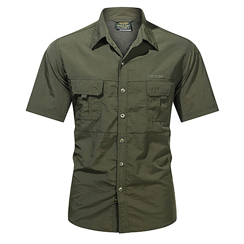 Men's Hiking Shirt / Button Down Shirts Fishing Shirt Short Sleeve Square Neck Outerwear Shirt Top Outdoor Lightweight Breathable Quick Dry Sweat wicking Autumn / Fall Spring Chinlon Solid Color Army
Men's Hiking Shirt / Button Down Shirts Fishing Shirt Short Sleeve Square Neck Outerwear Shirt Top Outdoor Lightweight Breathable Quick Dry Sweat wicking Autumn / Fall Spring Chinlon Solid Color Army