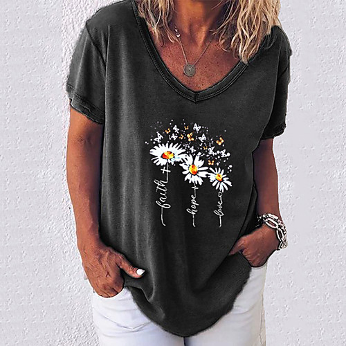 Women's T shirt Letter V Neck Tops Cotton Basic Basic Top White Black Army Green
Women's T shirt Letter V Neck Tops Cotton Basic Basic Top White Black Army Green