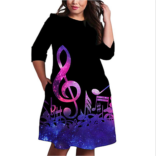 Women's Plus Size Dresses Shift Dress Knee Length Dress 3/4 Length Sleeve Print Color Block Print Casual Fall Black XL XXL 3XL 4XL 5XL / Holiday
Women's Plus Size Dresses Shift Dress Knee Length Dress 3/4 Length Sleeve Print Color Block Print Casual Fall Black XL XXL 3XL 4XL 5XL / Holiday