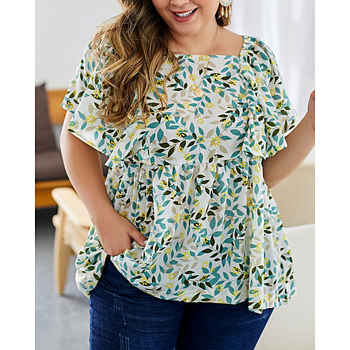 Women's Plus Size Print Floral Blouse Large Size Square Neck Short Sleeve Tops XL XXL 3XL Blue Blushing Pink Green Big Size
Women's Plus Size Print Floral Blouse Large Size Square Neck Short Sleeve Tops XL XXL 3XL Blue Blushing Pink Green Big Size
