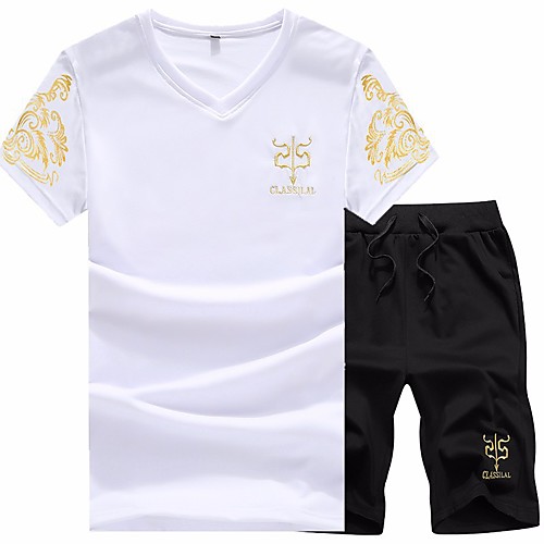 Men's Sweatsuit 2 Piece Set Artistic Style V Neck Sport Athleisure Clothing Suit Short Sleeves Breathable Soft Comfortable Exercise & Fitness Everyday Use Outdoor Fitness Exercising / 2pcs / pack
Men's Sweatsuit 2 Piece Set Artistic Style V Neck Sport Athleisure Clothing Suit Short Sleeves Breathable Soft Comfortable Exercise & Fitness Everyday Use Outdoor Fitness Exercising / 2pcs / pack