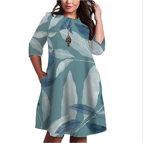 Women's Plus Size Graphic Color Block Floral Print Casual 3/4 Length Sleeve Fall Knee Length Dress Shift Dress Blue
Women's Plus Size Graphic Color Block Floral Print Casual 3/4 Length Sleeve Fall Knee Length Dress Shift Dress Blue