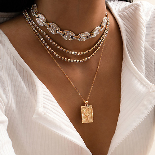 Choker Necklace Pendant Necklace Torque Women's Tennis Chain Cubic Zirconia White Imitation Diamond Artistic Simple Fashion Vintage Trendy Gold Silver 45,45,47 cm Necklace Jewelry 4pcs for Street
Choker Necklace Pendant Necklace Torque Women's Tennis Chain Cubic Zirconia White Imitation Diamond Artistic Simple Fashion Vintage Trendy Gold Silver 45,45,47 cm Necklace Jewelry 4pcs for Street