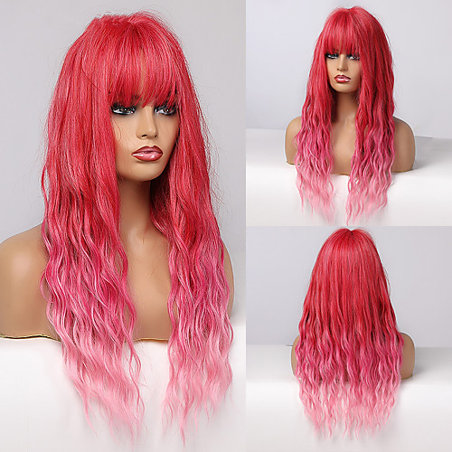 

Synthetic Wig Deep Wave Neat Bang Wig Medium Length A10 A1 A2 A3 A4 Synthetic Hair Women's Cosplay Party Fashion Red