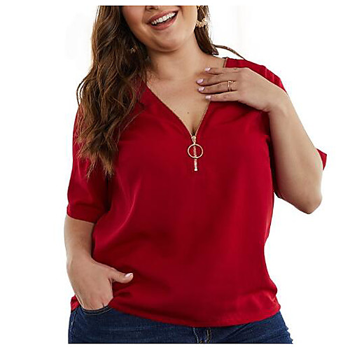 Women's T-shirt Solid Colored Zipper V Neck Tops Basic Basic Top Black Wine Dusty Blue
Women's T-shirt Solid Colored Zipper V Neck Tops Basic Basic Top Black Wine Dusty Blue