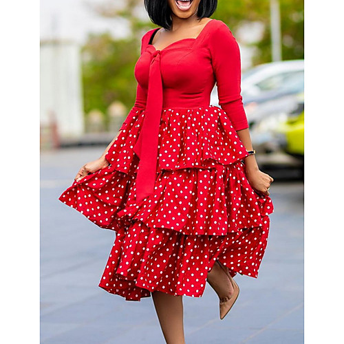 Women's A Line Dress Knee Length Dress Blue Red Yellow Long Sleeve Polka Dot Ruffle Print Summer Boat Neck Elegant 2021 S M L XL XXL 3XL
Women's A Line Dress Knee Length Dress Blue Red Yellow Long Sleeve Polka Dot Ruffle Print Summer Boat Neck Elegant 2021 S M L XL XXL 3XL