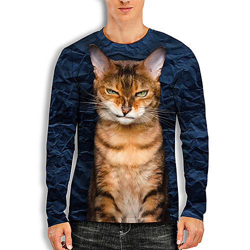 Men's Tees T shirt 3D Print Cat Graphic Prints Animal Print Long Sleeve Daily Tops Basic Casual Blue
Men's Tees T shirt 3D Print Cat Graphic Prints Animal Print Long Sleeve Daily Tops Basic Casual Blue